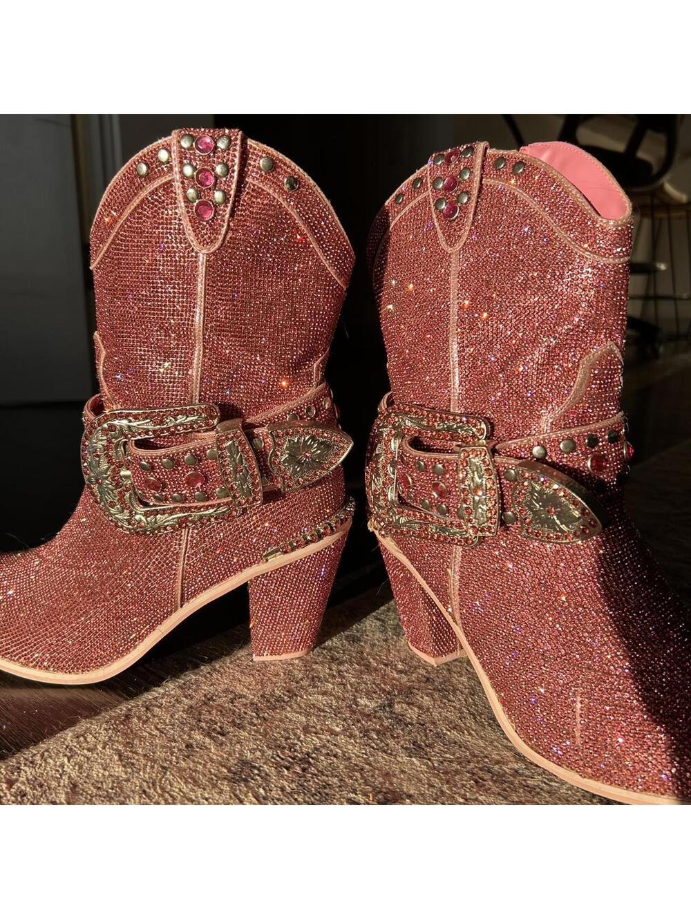 CLUB EXX SHERIFF SHINE COWBOY BOOTS - PINK